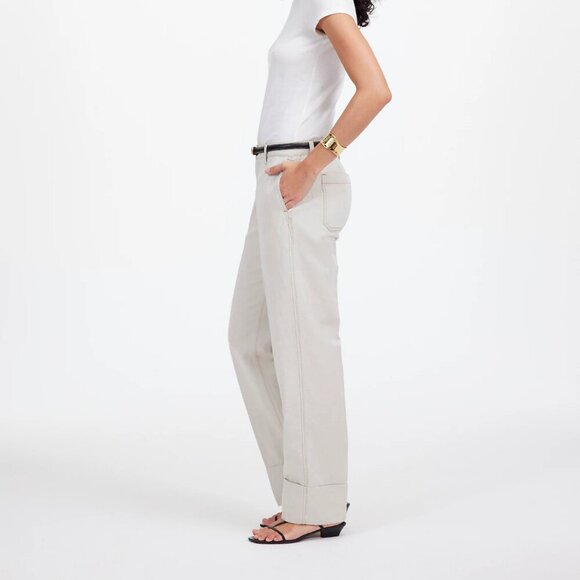 Madewell Dean Easy Straight Leg Cotton Blend Pants Bone Size 25 NWT - Picture 3 of 11